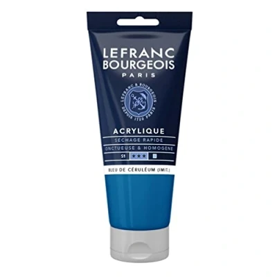 Afbeelding van Lefranc Bourgeois 300361 fijne acrylverf, hoog gepigmenteerd, goede dekking, romige homogene textuur 80ml tube, Cerulean Blue Hue