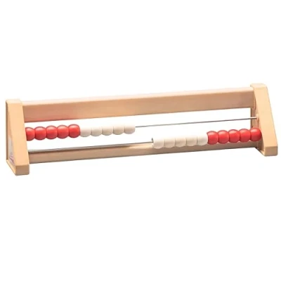 Afbeelding van WISSNER aktiv lernen Rekenkader voor 20 cijfers, rood/wit, gemaakt van RE Wood®, afgeschuinde versie