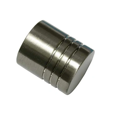 Afbeelding van GARDINIA Eindknoppen voor gordijnroedes, 2x cilinder eindknop, Chicago collectie, metaal, rvs look, diameter: 16 mm