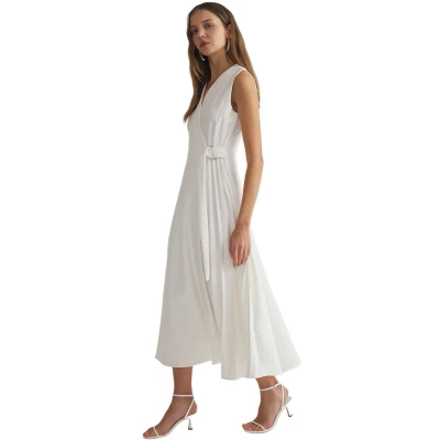 Afbeelding van Trendyol Zwarte Geplooide Midi Geweven Jurk Met Taille Open Rok En Accessoire Detail Twoss25El00143
