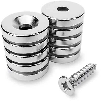 Afbeelding van Sensei 10 stuks neodymium magneten rond 15 x 3 mm met schroefgat 2,4 kg aantrekkingskracht + schroeven inbegrepen