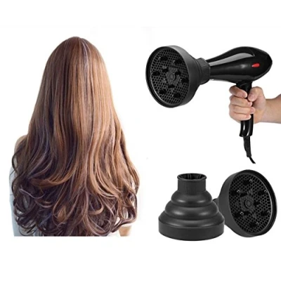 Afbeelding van Haarblazer Diffuser, Opvouwbare Föhn Diffuser Cover Styling Kappersgereedschap Bevestiging voor krullend of golvend haar (zwart)