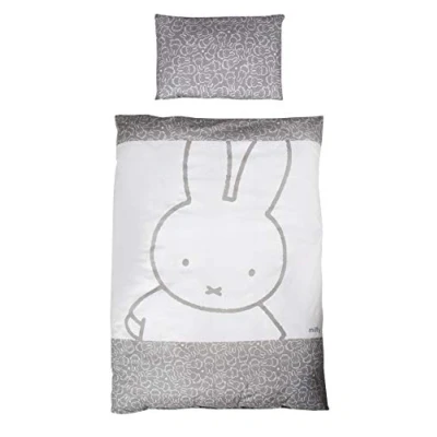 Afbeelding van roba Omkeerbaar Nijntje Beddengoedset 2 Stuks 100% Katoenen Beddengoed voor Kinderen 100 x 135cm (Grijs)