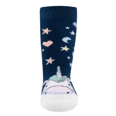 Afbeelding van Ewers stopper sokken unicorn, met antislip zool voor meisjes, rubberen zool, MADE IN GERMANY, 1 paar kindersokken, blauw, maat 18 19