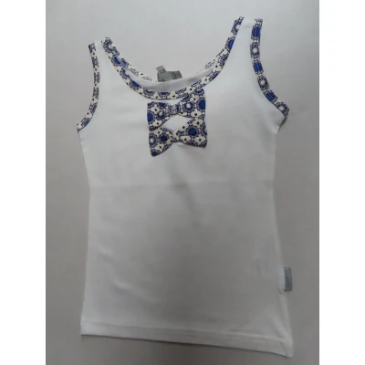 Afbeelding van Topje Meisje Ecru met blauw 2 Strikjes 6 jaar 116