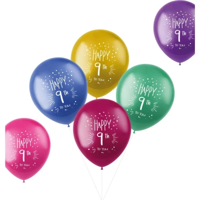 Afbeelding van Folat ballonnen Shimmer 9 Jaar Meerkleurig 33 cm 6 stuks
