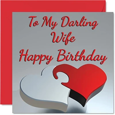 Afbeelding van Leuke verjaardagskaarten voor Vrouw My Darling Wife Romantische Gelukkige Verjaardagskaart van Echtgenoot Partner, Speciale Verjaardagscadeaus, 145mm x Wifey Wenskaarten