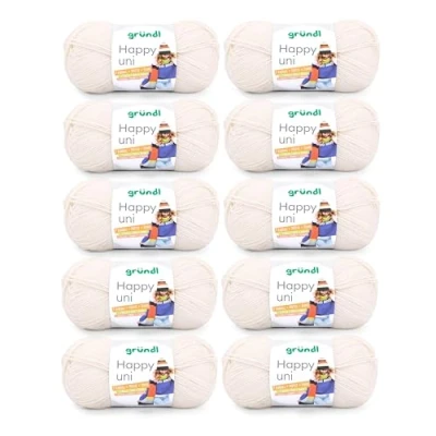 Afbeelding van Gründl Happy uni (brei en haakgaren met wolachtig karakter van 100% polyacryl, anti pilling, 100 g / 250 m, naalddikte: 4 5, 10 x g), crème, 40 39 9 cm