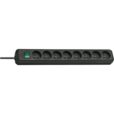Afbeelding van Eco Line stekkerdoos met schakelaar 8 voudig zwart 3m H05VV F 3G1,5 *FR*