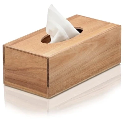 Afbeelding van COM FOUR® cosmetische tissuebox van acaciahout met deksel houten handdoekdispenser voor box papieren handdoeken (1 stuk bruin acacia)