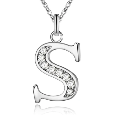 Afbeelding van Zilverkleurige Letter S Dames Ketting met Zirkonia