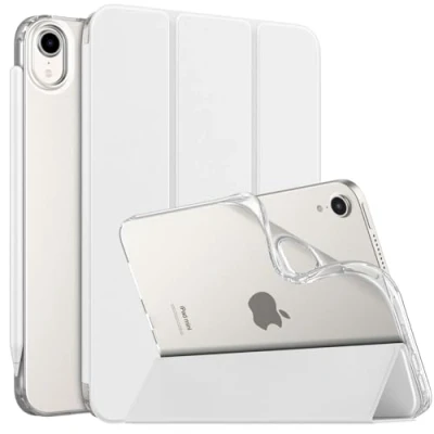 Afbeelding van MoKo Case Fit New iPad Mini 6 2021 (6th Generation 8.3 inch), Soft TPU Translucent Frosted Back Cover Slim Smart Shell Stand Folio for Mini, Auto Wake/Sleep, White