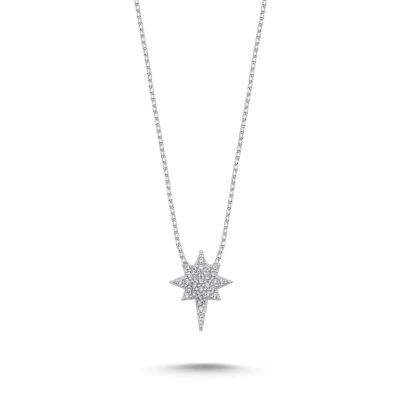 Afbeelding van 925 Sterling Zilveren Poolster Ketting met Zirkonia Stralend en Elegant Ontwerp