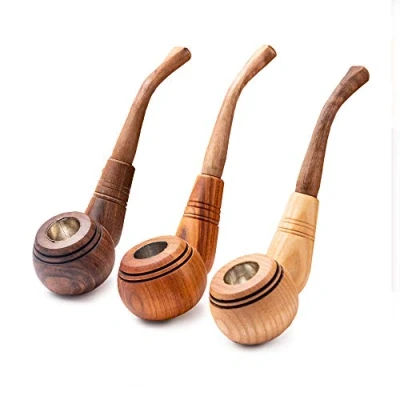 Afbeelding van Dr. Watson houten tabakspijpen, set van 3, klassieke vorm, handgemaakt natuurlijk hout