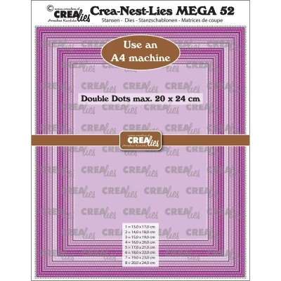 Afbeelding van Crealies Crea Nest Lies Mega Rechthoek stippen CLNestMega52 For A4 machine: max. 20 x 24 cm (10 23)
