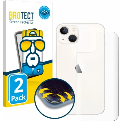 Afbeelding van BROTECT Screenprotector voor Apple iPhone 13 (Achterkant) Folie Beschermfolie transparant volledig dekking (2 Stuks)