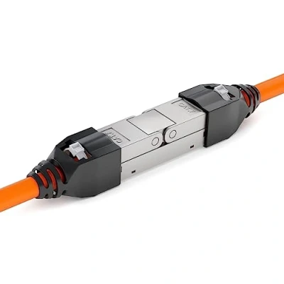 Afbeelding van hb digital 1 x Cat7 LSA netwerkkabel, connector zonder gereedschap met knikbeschermhoes, STP veldconfectioneerbare koppeling, adapter, verlenging voor LAN installatiekabel, ethernet