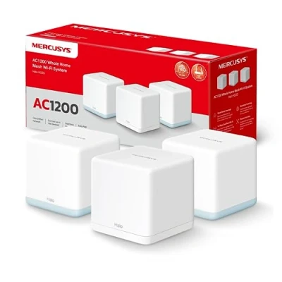 Afbeelding van MERCUSYS TP Link Halo H1500X (3 stuks) wifi router 6 mesh AX1500 Mbps, dekking tot 550 m², mesh, dual band, krachtige repeater, 3 gigabit poorten, kinderbeveiliging, aansluiten en gebruiken