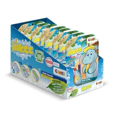 Afbeelding van Craze INKEE Fun Beach Badbruisballen voor kinderen, 8 stuks, met verrassing, badbommen hippo figuren, watermeloengeur en mangoboter