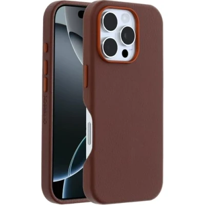 Afbeelding van Apple iPhone 16 Pro MagSafe Hoesje Kunstleder OtterBox Hardcase/Backcover Bruin Telefoonhoesje Shockproof/Valbescherming