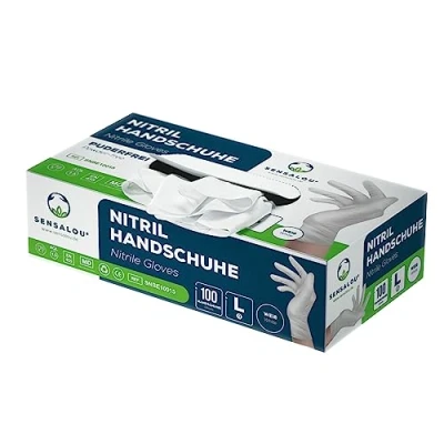 Afbeelding van Sensalou Wegwerphandschoenen nitril onderzoekshandschoenen poedervrij latexvrij (Large Gr. L (9), 100, stuks)