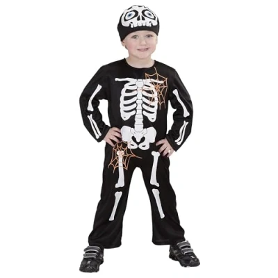 Afbeelding van Widmann Spook &amp; Skelet Kostuum Knekel Spookhuis Kind Zwart / Wit Maat 104 Halloween Verkleedkleding