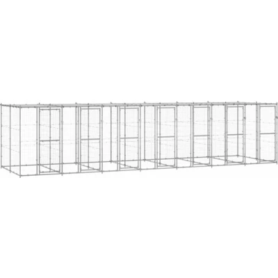 Afbeelding van vidaXL Hondenkennel met dak 16,94 m² gegalvaniseerd staal