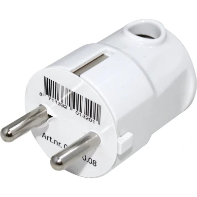Afbeelding van Schuko stekker Q link (Randaarde, Haaks, 16 A, Wit)