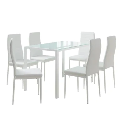 Afbeelding van Vicco Eettafelset Grand, wit, 120 x 75 cm met 6 stoelen