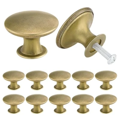 Afbeelding van TsunNee 12 stuks vintage kastknoppen, chique ladeknoppen, antieke messing keukenkasthandgrepen, 30 mm ronde meubeldeurknoppen