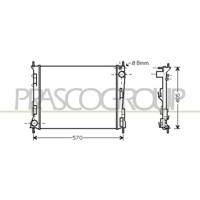 Afbeelding van PRASCO RN025R010 Radiateur Aluminium 496mm 415mm 18mm Koelribben mechanisch gelast RENAULT: Twingo II Hatchback 1.2, 1.2 16V 2007 2014