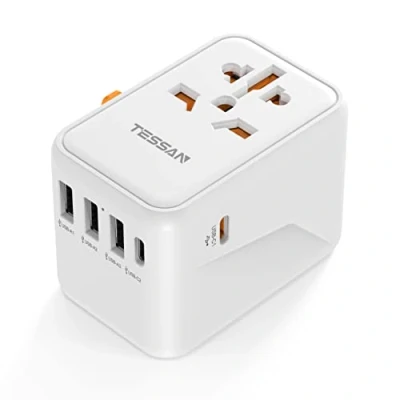Afbeelding van TESSAN meervoudige stekker voor stopcontact, meerdere stopcontacten met USB C 15W snelladen, stopcontactadapter 3600W, 6 in 1 stopcontactverdeler en 2 A, wit