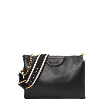 Afbeelding van Ted Baker Leren schoudertas Esille Webbing Crossbody Bag Black zwart