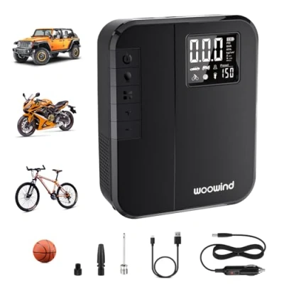 Afbeelding van Woowind DP3 bandenpomp draagbare luchtcompressor, 12V autobandenpomp en draadloze luchtpomp voor autobanden, fiets, motorfiets, scooter, dirtbike bal