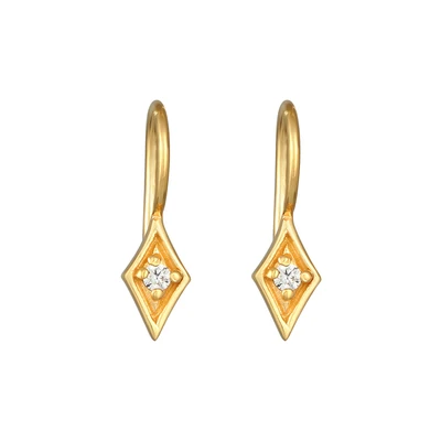 Afbeelding van Elli DIAMONDS Dames oor hanger rhombus elegant met diamant (0,06 ct) in 925 sterling zilver verguld