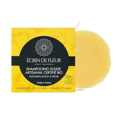 Afbeelding van Écrin de Fleur Biologische Appelciderazijn Solid Shampoo Zeepbar, doordrenkt met Ylang etherische oliën, sulfaat en parabenen vrij, 1x55g