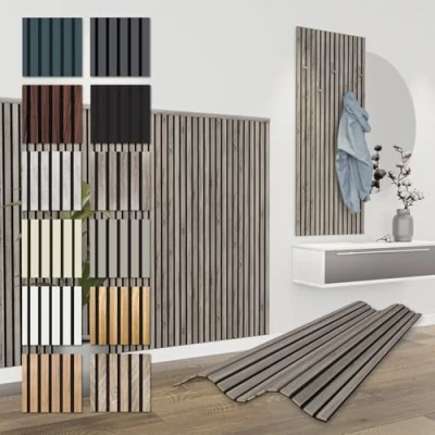 Afbeelding van HEXIM APH07 Akoestische panelen, flexibele lamellenwand, hout, MDF, 138,5 x 60 cm, wandpanelen, lamellenbekleding, binnendecoratie, geluidsisolerend (4 3,32 m², Vintage Oak APH07)