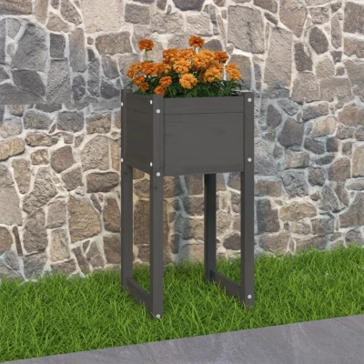 Afbeelding van Plantenbak 40x40x81 cm massief grenenhout grijs