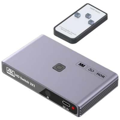 Afbeelding van MMOBIEL 4K@60Hz HDMI Switch 3 in 1 Out Bidirectionele Splitter Hub met Afstandsbediening voor TV, Monitor, etc. Geschikt Apple Xbox, PS5/4, enz. Aluminium