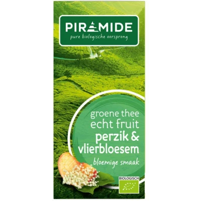 Afbeelding van Piramide Groene Thee Perzik Bio 20 theezakjes