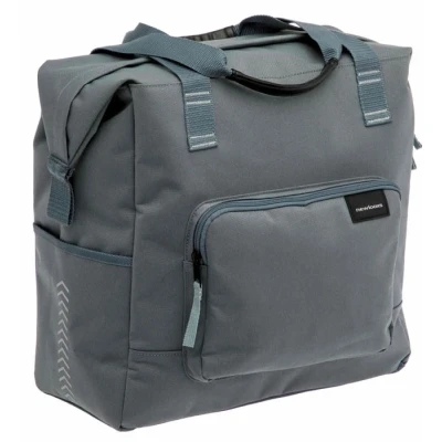 Afbeelding van New Looxs ® Tulum Camella Enkele Fietstas 100% Gerecycled Polyester Shopper met Rits Pakaftas Enkel Boodschappentas Haken Stevig en Afneembaar 26 Liter Grey Green