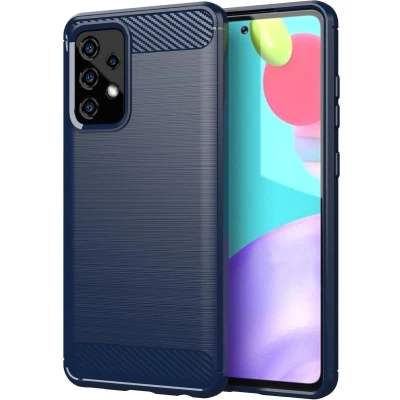 Afbeelding van Cadorabo Hoesje geschikt voor Samsung Galaxy A91 / S10 LITE M80s in BRUSHED BLAUW Beschermhoes van flexibel TPU siliconen roestvrij staal carbonvezel look Case Cover