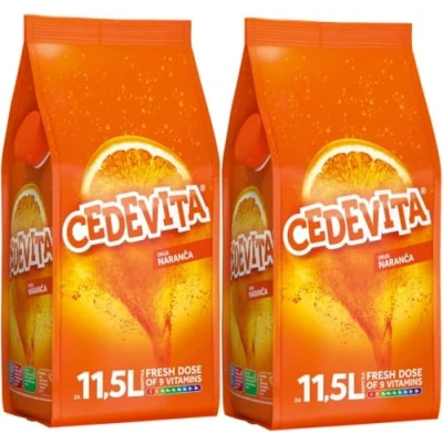 Afbeelding van Cedevita sinaasappel 2 x 1 kg naranca bruisend poeder met 9 vitamines voor 26L alcoholvrije dranken