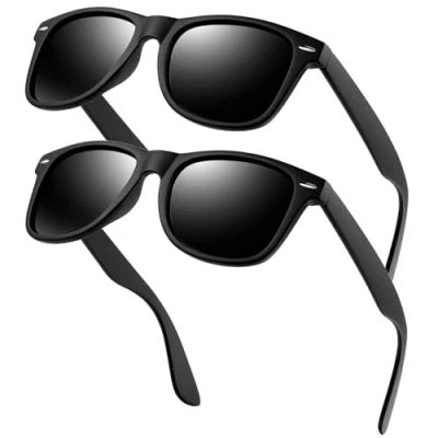 Afbeelding van KANASTAL Zonnebril Gepolariseerd Voor Heren Dames Klassieke Retro Mode Zonnebrillen Rechthoek Met UV400 Bescherming Dubbele Unisex Mat Zwart