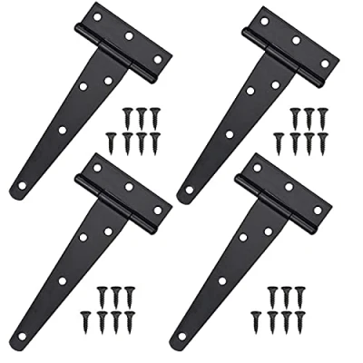 Afbeelding van 4 Stuks Zwarte Tee Scharnier, 5 inch, Roestvrije T riem Scharnieren set met Schroeven, Zware Poort Schuur voor Windows, Hek, Loodsen Leveringen