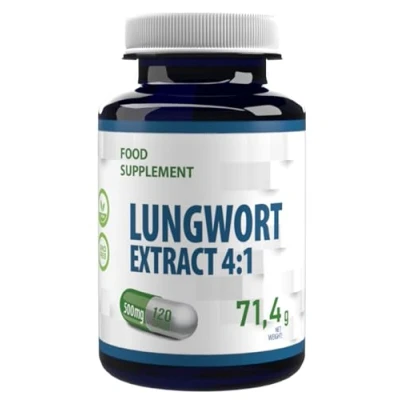 Afbeelding van Longkruid Lungwort (Pulmonaria) 2000mg Equivalent (500mg 4:1 Extract) 120 Veganistische Capsules, Longondersteuning, Reiniging, Detox, Ademhaling