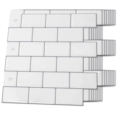 Afbeelding van Art3d Tegelstickers 3d Subway zelfklevende tegels keuken badkamer wit met grijze voegen peel en stick backsplash 30 x cm
