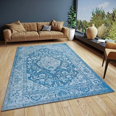 Afbeelding van Vintage Vloerkleed Mahat 120x180cm Blauw 123vloerkleed.nl is de online webshop voor vloerkleden en woonaccessoires.