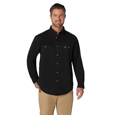 Afbeelding van Wrangler Riggs Workwear Heren Logger Twill Workshirt met lange mouwen, Zwart, XL tall