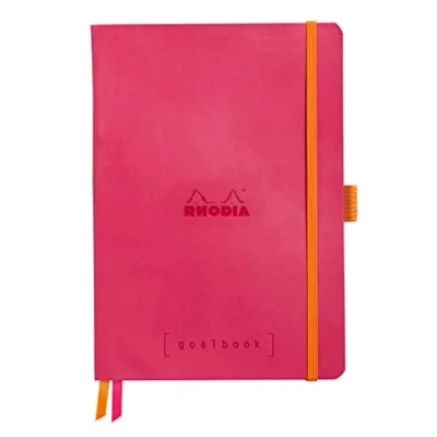 Afbeelding van Rhodia 117772C notitieboek Goalbook (DIN A5, 14,8 x 21 cm, geruit, praktisch en trendy, met zacht deksel, 90 g, ivoorkleurig papier, 120 vellen, elastiek, bladwijzer) 1 stuk, framboos